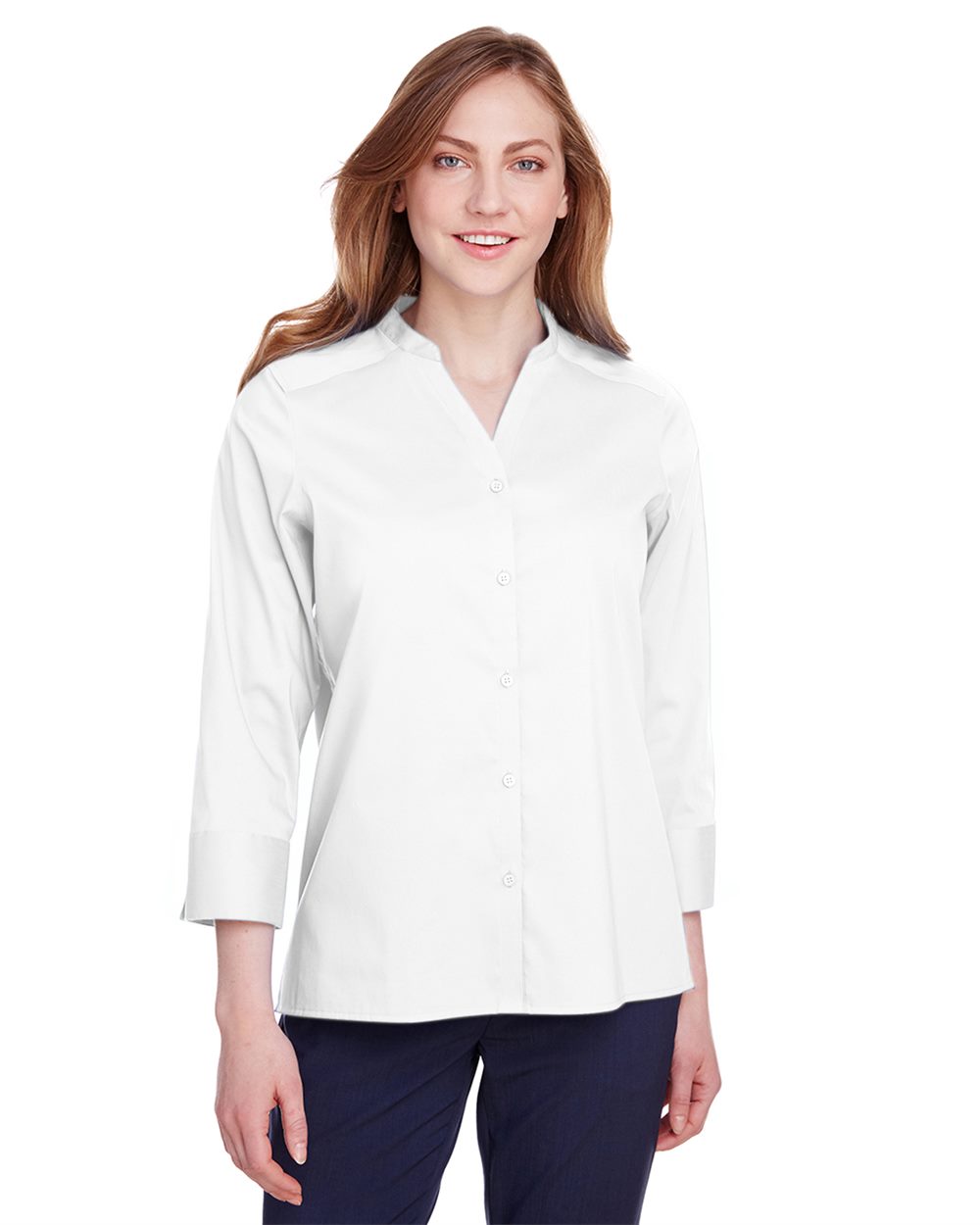 Devon & Jones - DGW - Women's Crown Collection Stretch Broadcloth Three - Quarter Sleeve Blouse - Black
