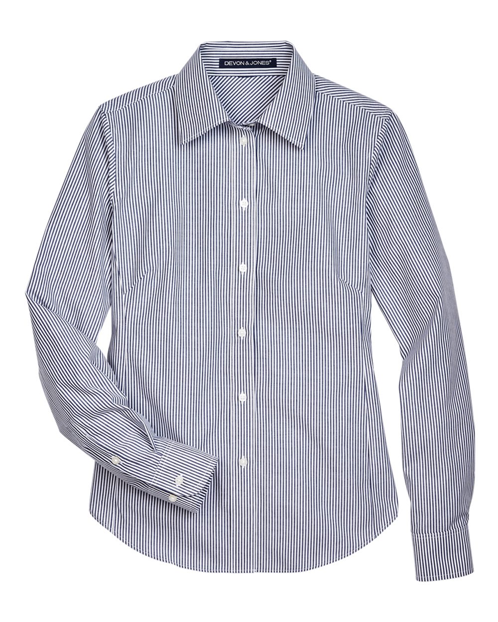Devon & Jones - DW - Women's Crown Collection Banker Stripe Woven Dress Shirt - Navy