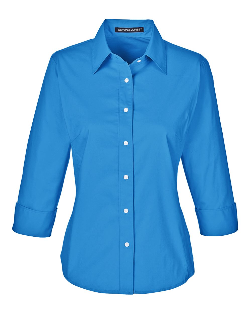 Devon & Jones - DPW - Women's Perfect Fit Three - Quarter Sleeve Stretch Poplin Dress Shirt - French Blue