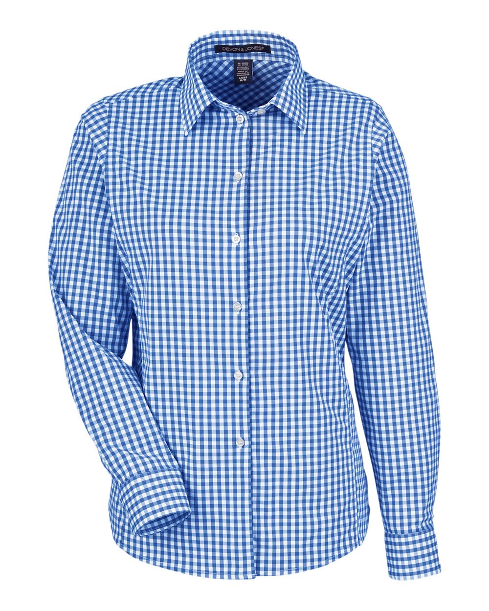 Devon & Jones - DGW - Women's CrownLux Performance Gingham Dress Shirt - French Blue White