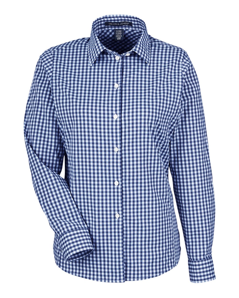 Devon & Jones - DGW - Women's CrownLux Performance Gingham Dress Shirt - Navy White