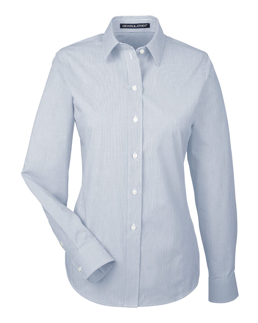 Devon & Jones - DGW - Women's Crown Collection Striped Woven Dress Shirt - Navy White -