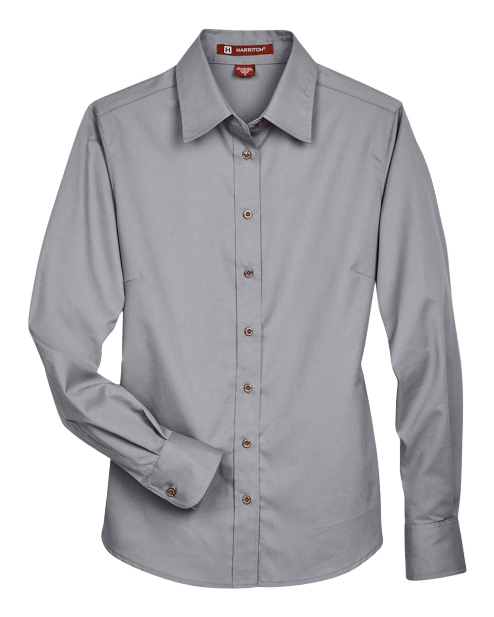 Harriton - MW - Women's Easy Blend Long Sleeve Twill Dress Shirt with Stain - Release - Dark Grey -