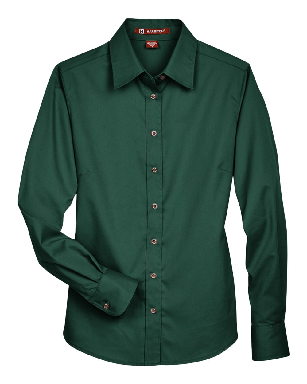 Harriton - MW - Women's Easy Blend Long Sleeve Twill Dress Shirt with Stain - Release - Hunter