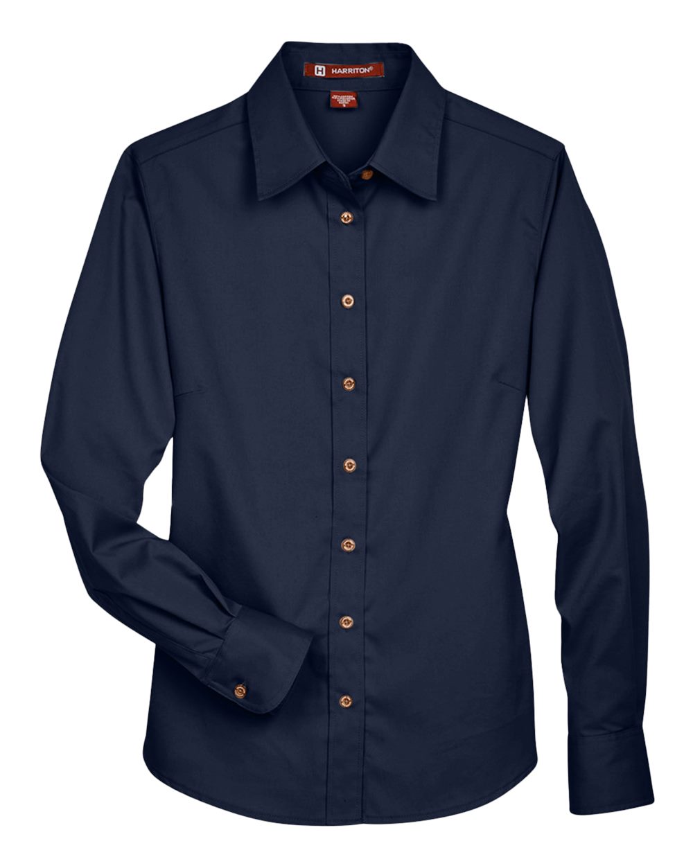 Harriton - MW - Women's Easy Blend Long Sleeve Twill Dress Shirt with Stain - Release - Navy