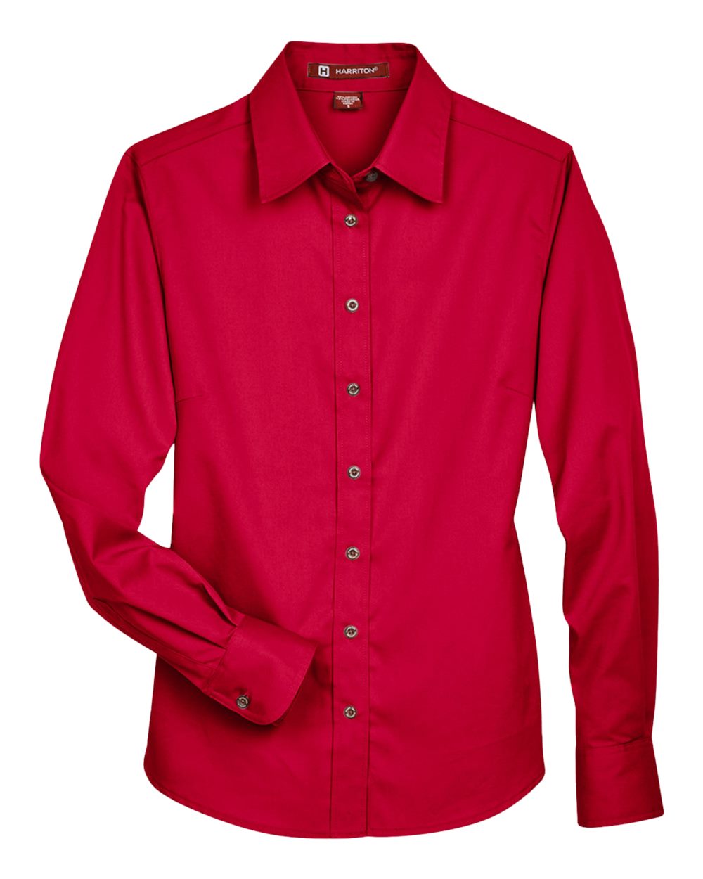 Harriton - MW - Women's Easy Blend Long Sleeve Twill Dress Shirt with Stain - Release - Red