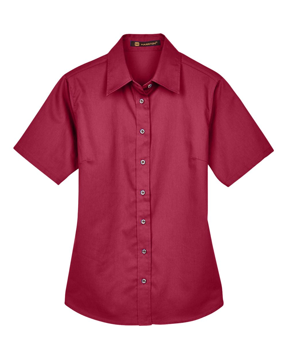 Harriton - MSW - Women's Easy Blend Short Sleeve Twill Dress Shirt with Stain - Release - Wine