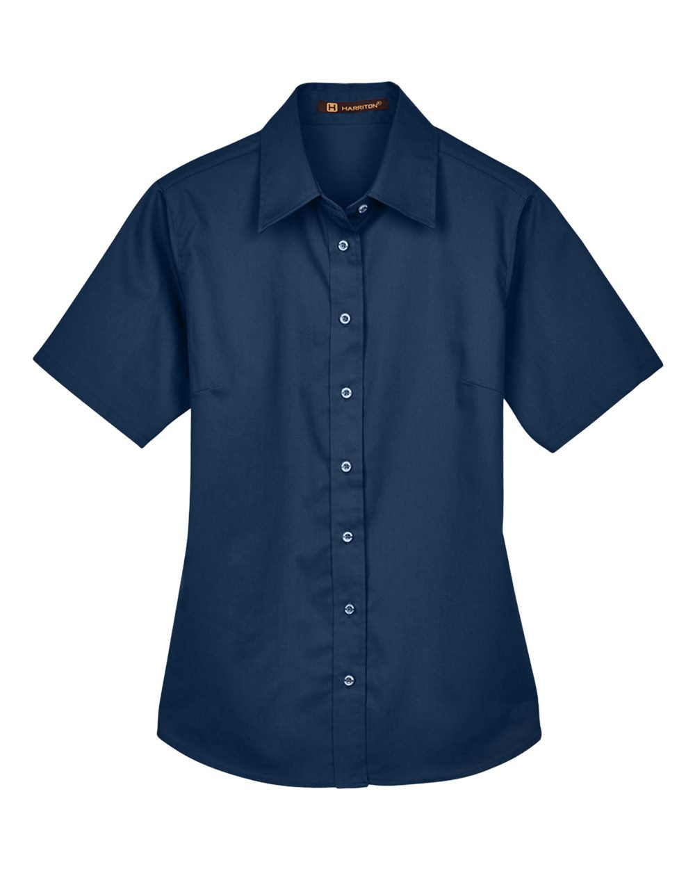 Harriton - MSW - Women's Easy Blend Short Sleeve Twill Dress Shirt with Stain - Release - Navy -