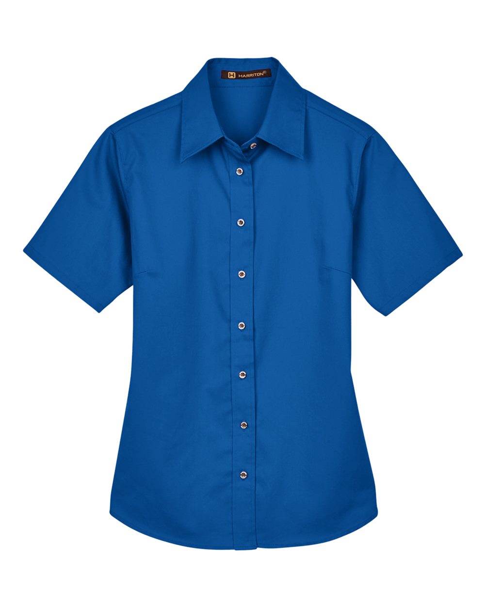 Harriton - MSW - Women's Easy Blend Short Sleeve Twill Dress Shirt with Stain - Release - French Blue