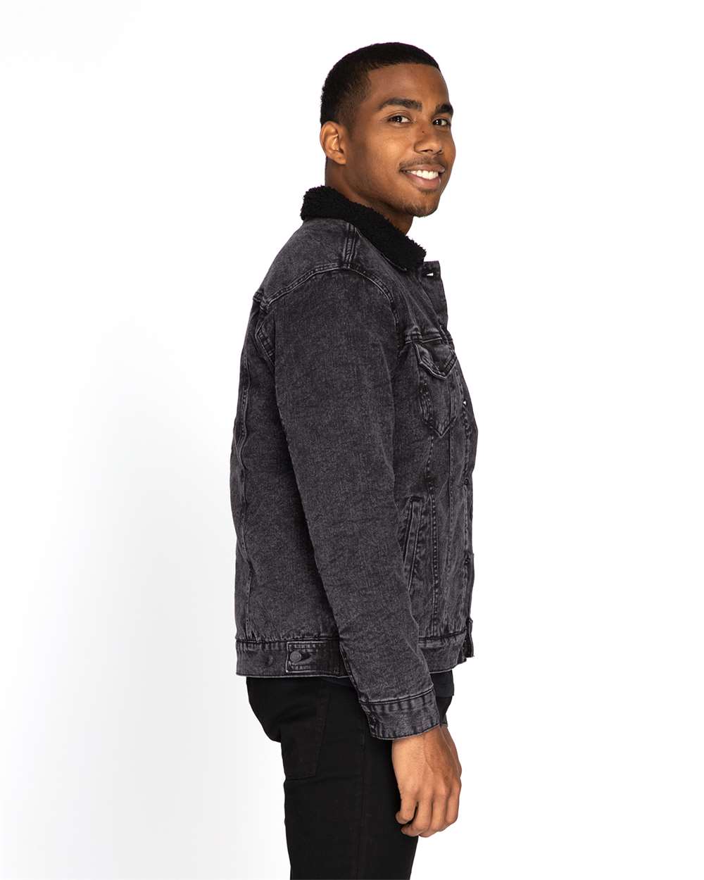 Threadfast Apparel - J - Sherpa - Lined Denim Jacket - Black Denim Black