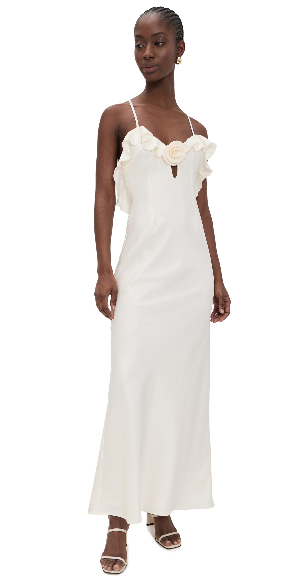 Runaway the Label Avalee Frill Trim Maxi Dress Ivory