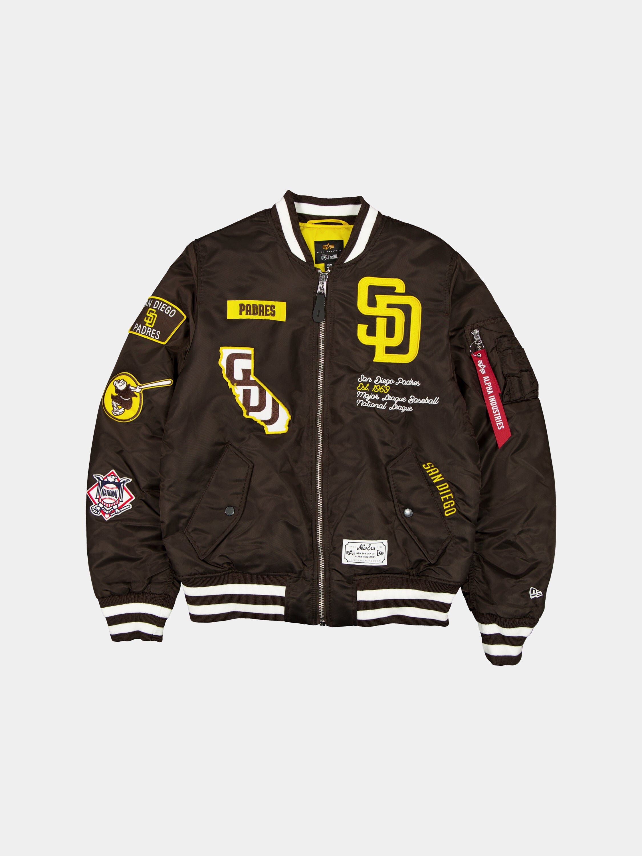 SAN DIEGO PADRES X ALPHA X NEW ERA MA- BOMBER JACKET - BROWNWHITE