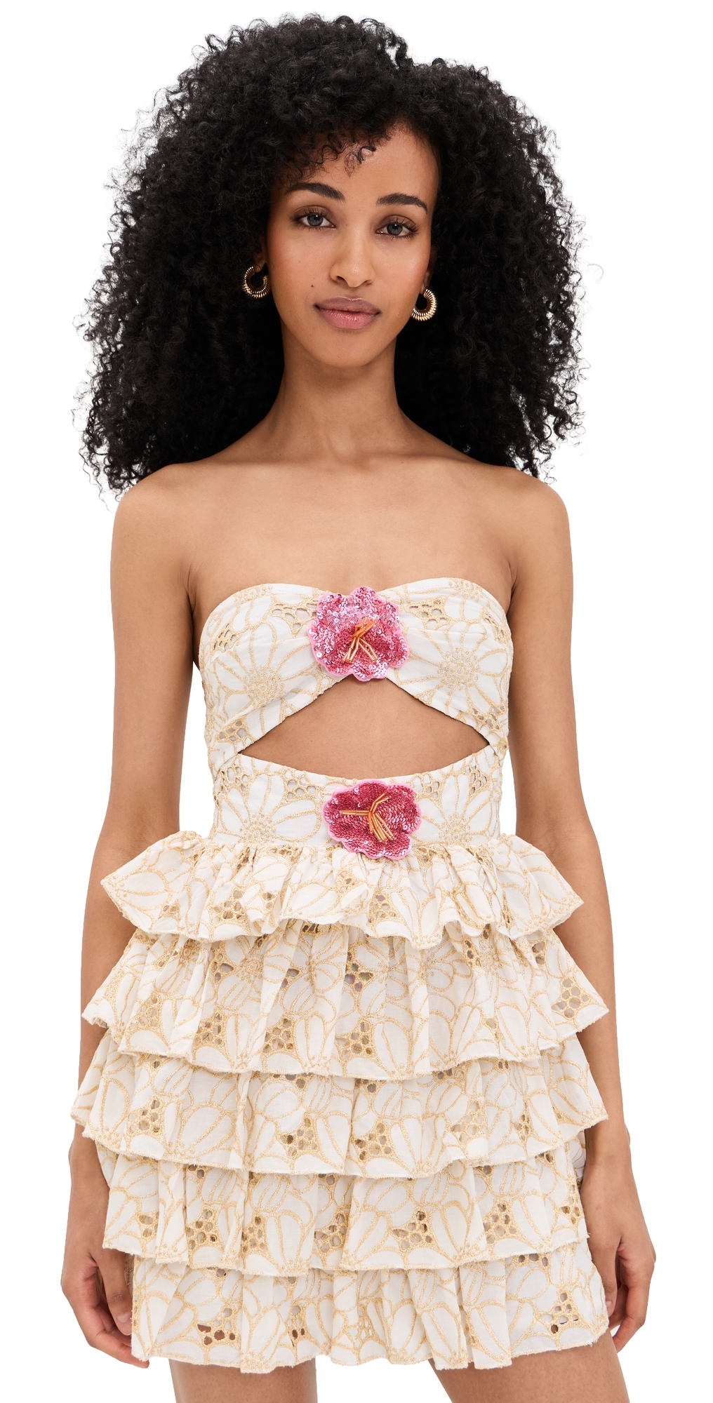 SUNDRESS Hortensia Dress Eyelet Flower Gold