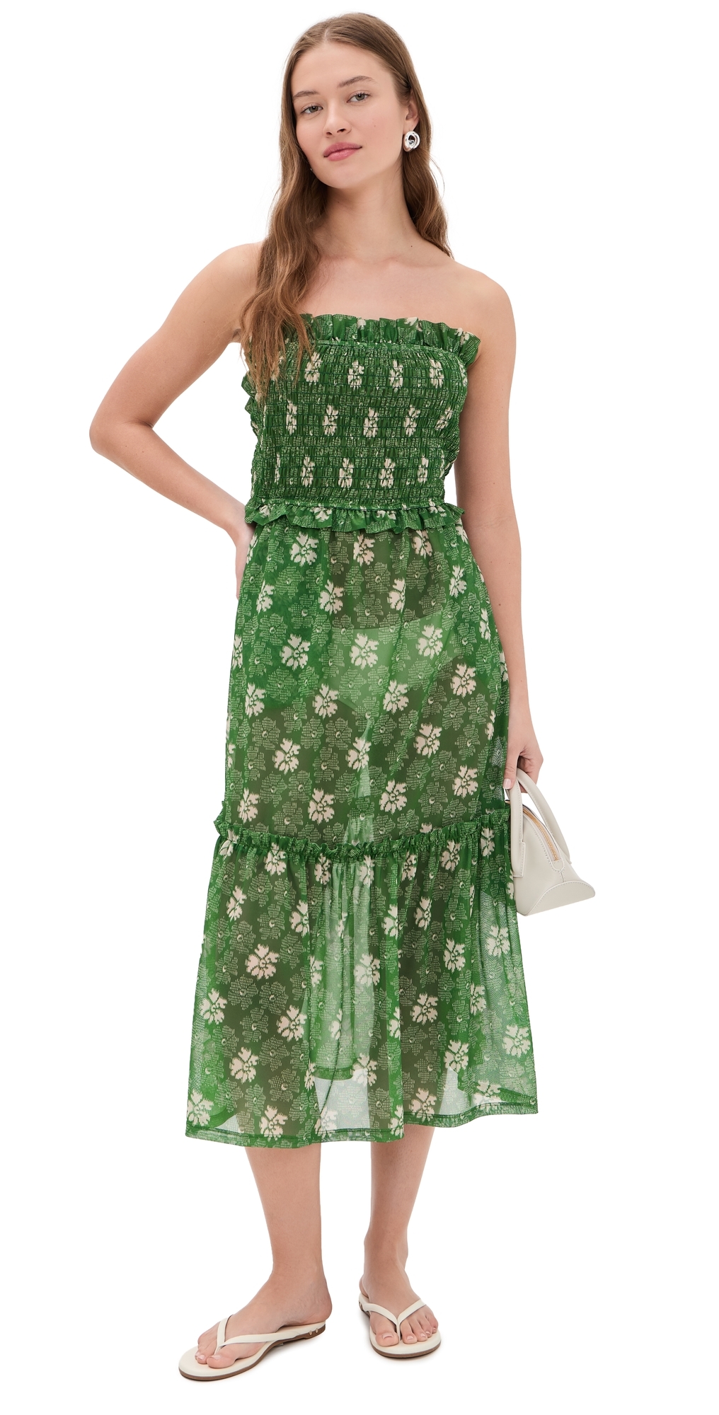 Sea Gloria Print Smocked Dress Green X