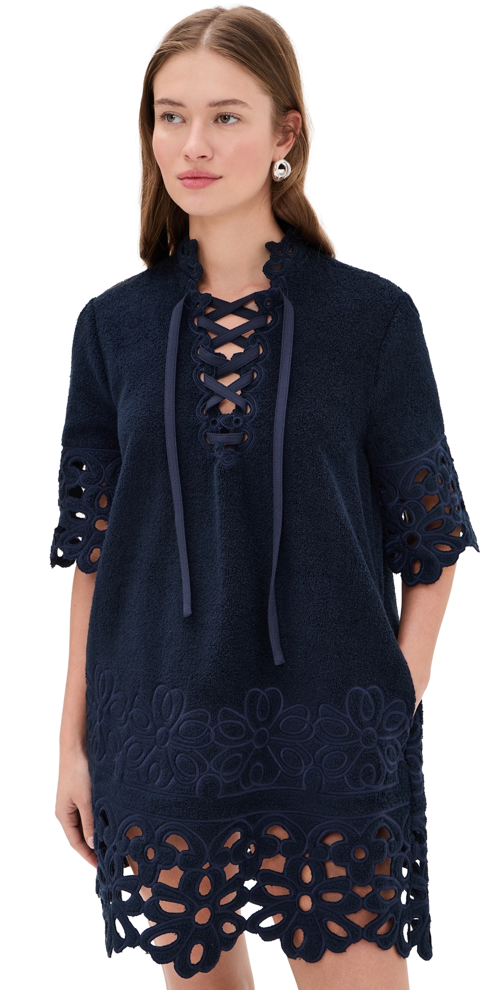Sea Leila Eyelet Tunic Dress Navy