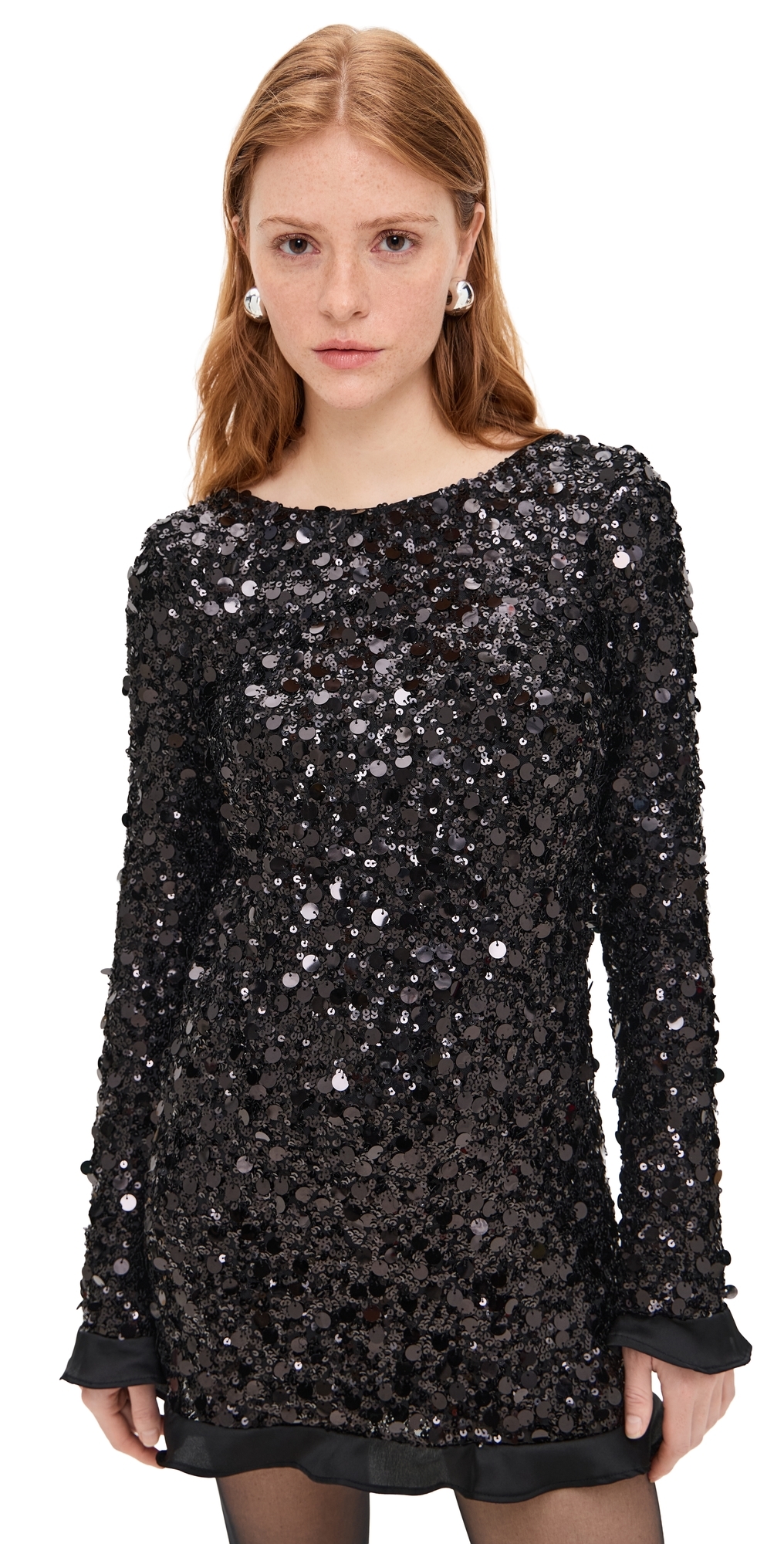 Show Me Your Mumu Maddison Ruffle Dress Black Metallic Sequins