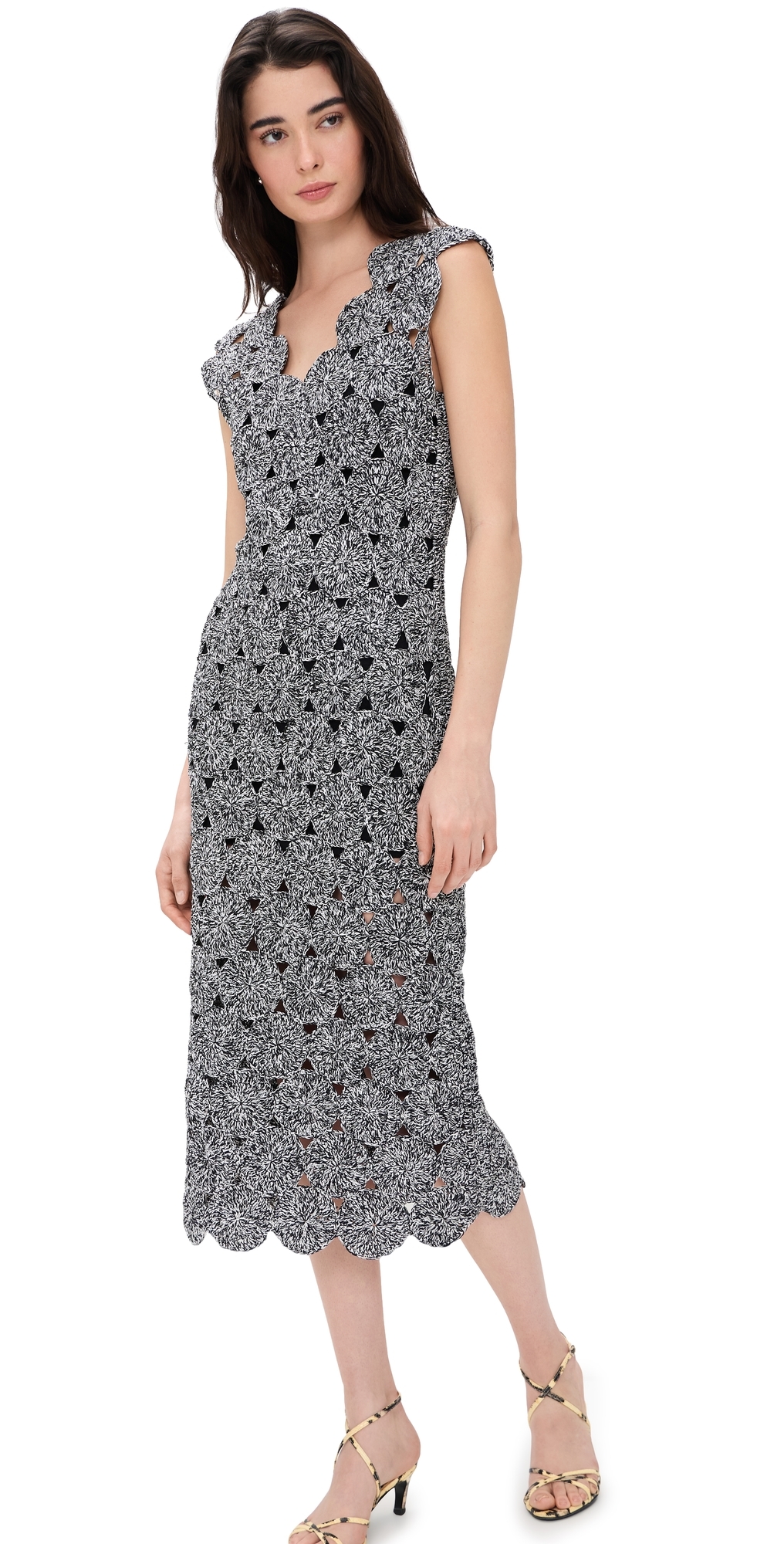 SIMONMILLER Muro Crochet Dress BlackWhite Space Dye