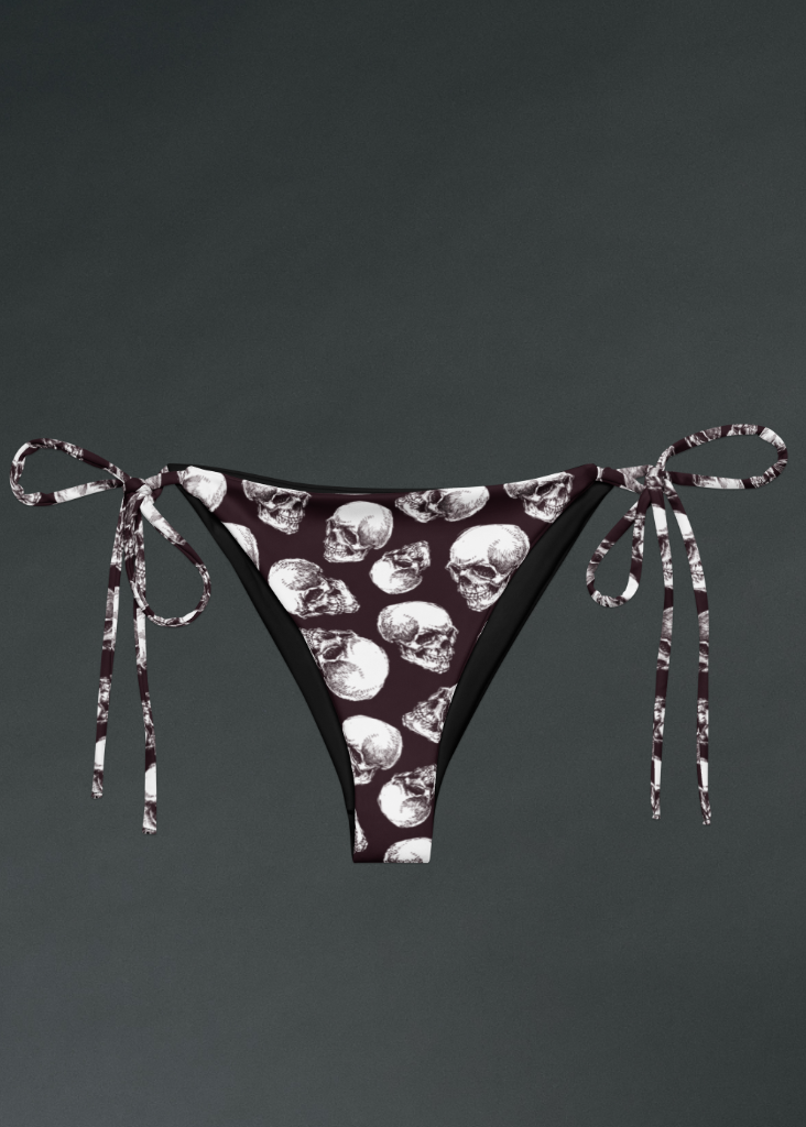 Skull Print String Bikini Bottom
