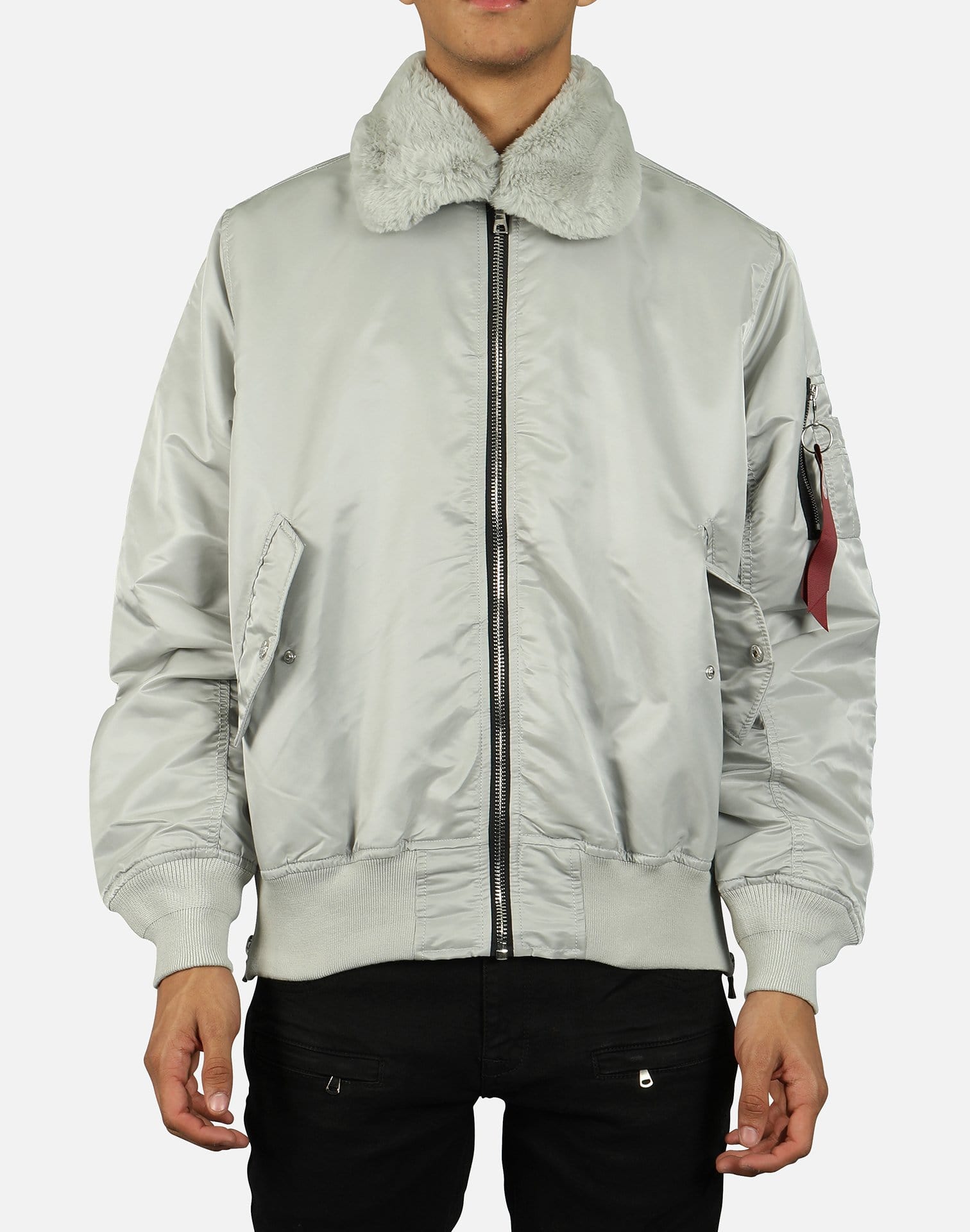 Smoke Rise MA FAUX FUR COLLAR BOMBER JACKET