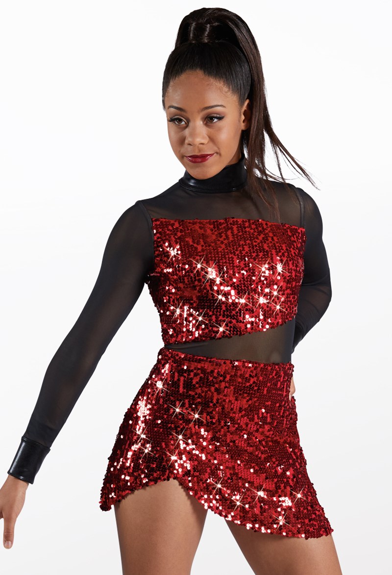 Ultra Sparkle Wrap Front Dress - Red - Medium Child - Dance Dress SQ