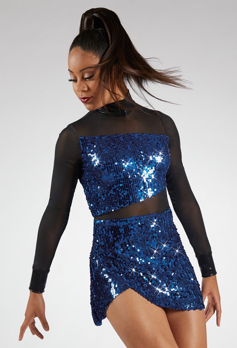 Ultra Sparkle Wrap Front Dress - Royal - Large Child - Dance Dress SQ
