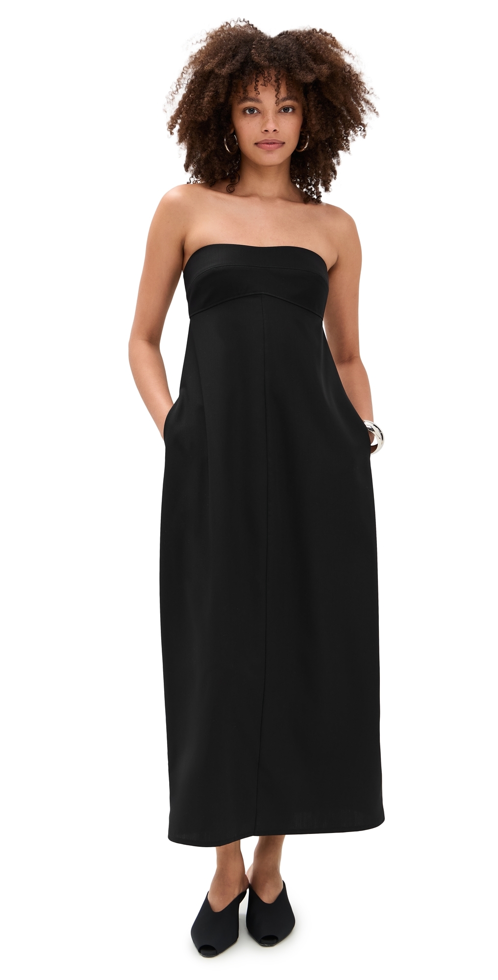 St. Agni Wool Strapless Cocoon Dress Black