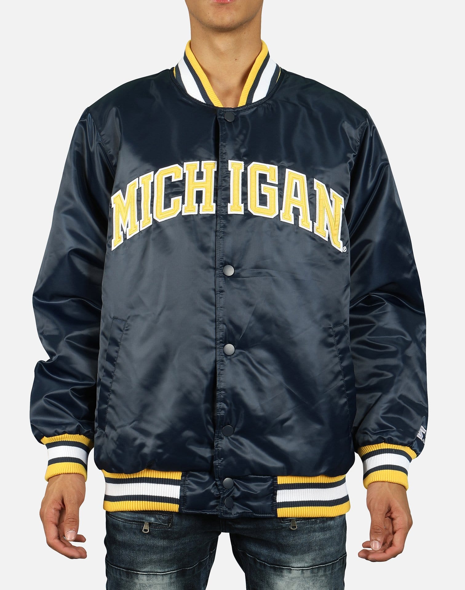 Starter MICHIGAN WOLVERINES SATIN BOMBER JACKET