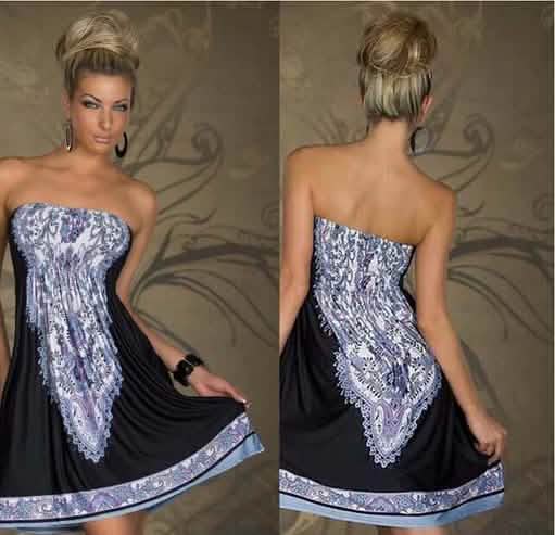 Strapless Paisley Print Dress - Assorted Styles and Sizes - X Black Bohemian