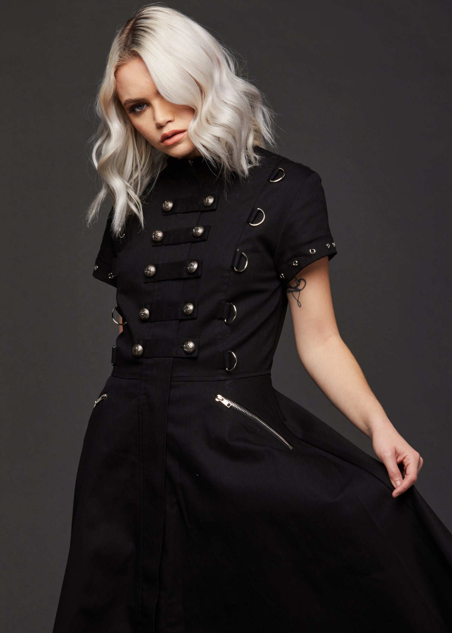 Black Goth Dress with Corset Lacing - Black
