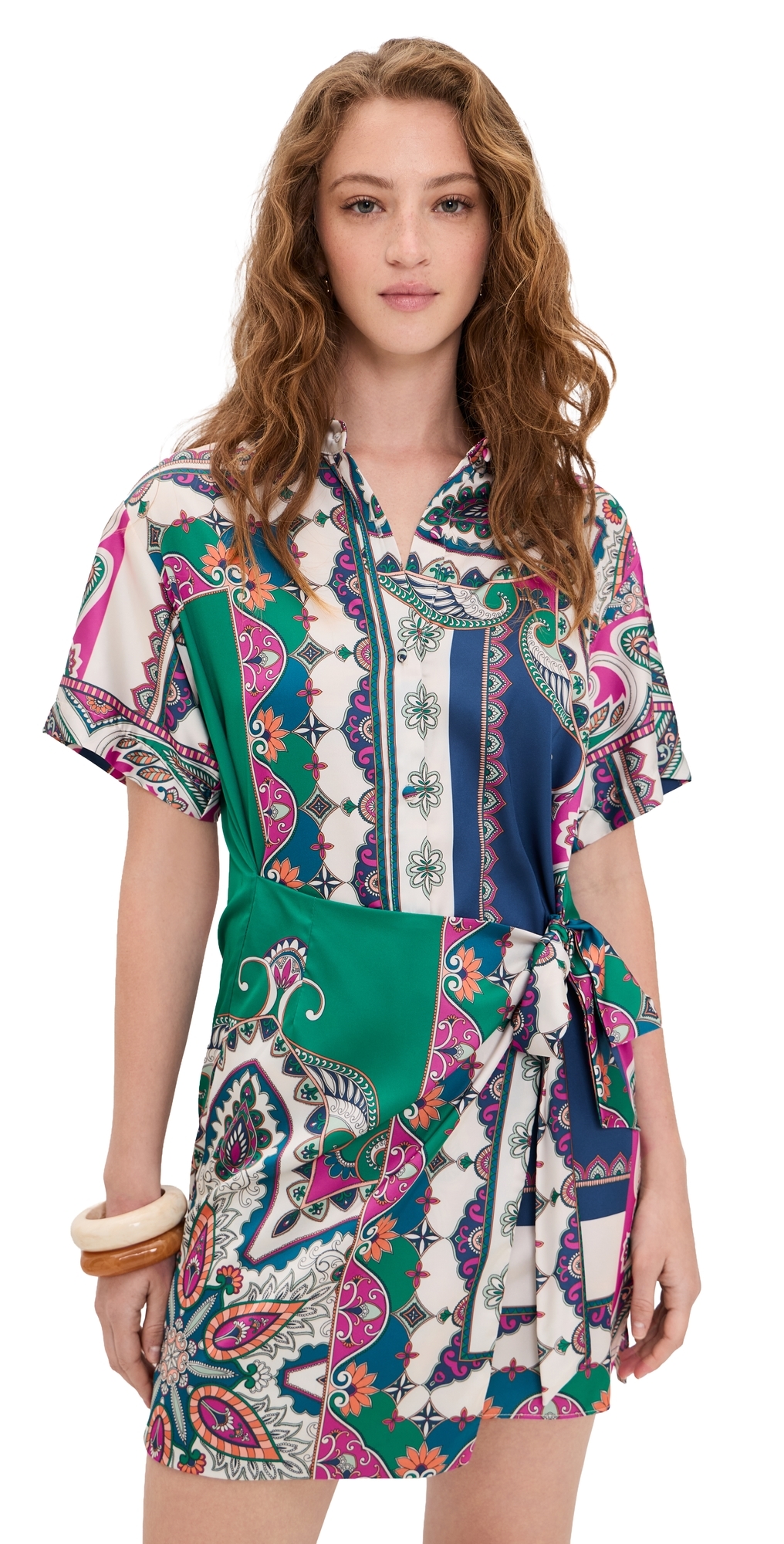 MISA Kezia Dress Multicolored Patchwork Scarf X