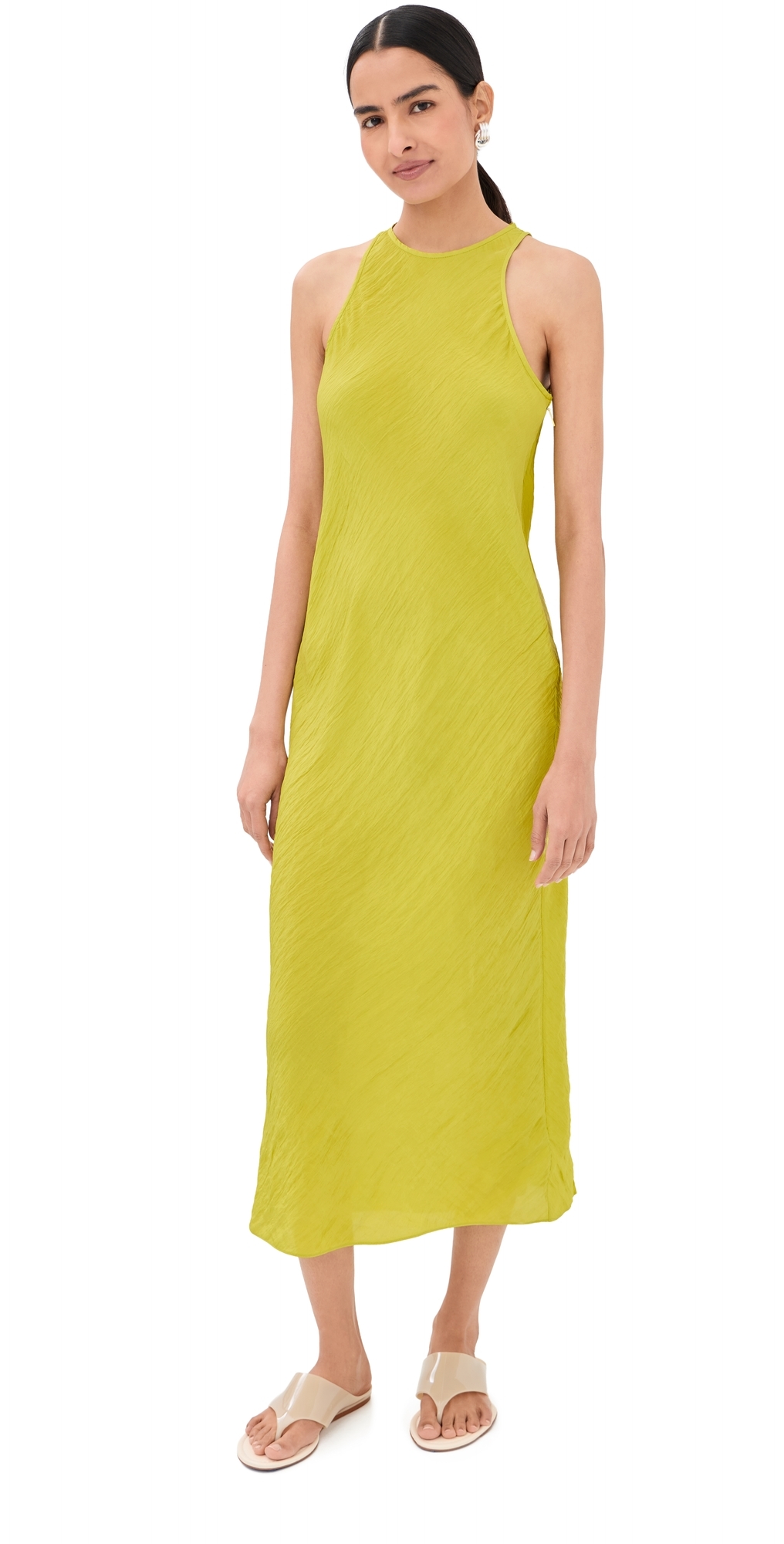 Tibi The Crinkle Slip Midi Bias Dress Peapod