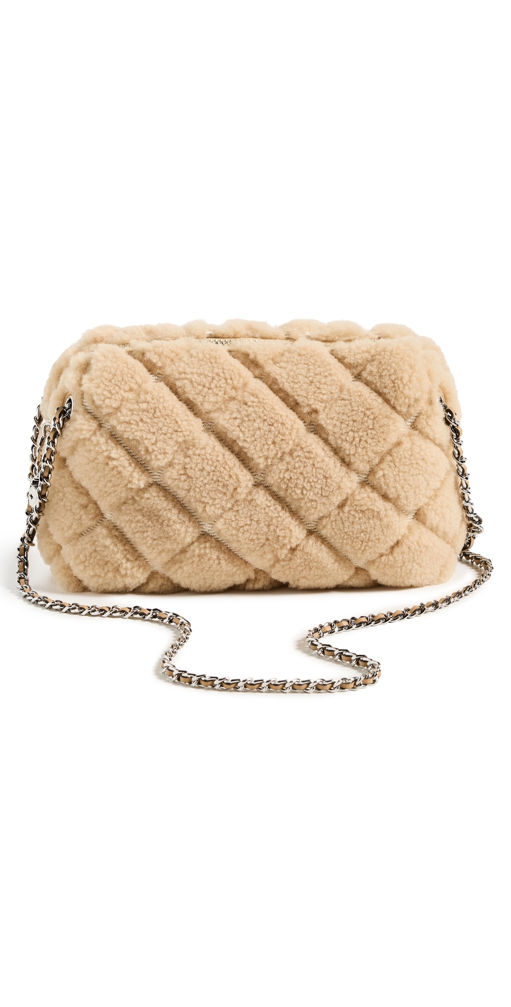 Tory Burch Fleming Shearling Soft Crossbody Bag PotatoToasted Sesame One