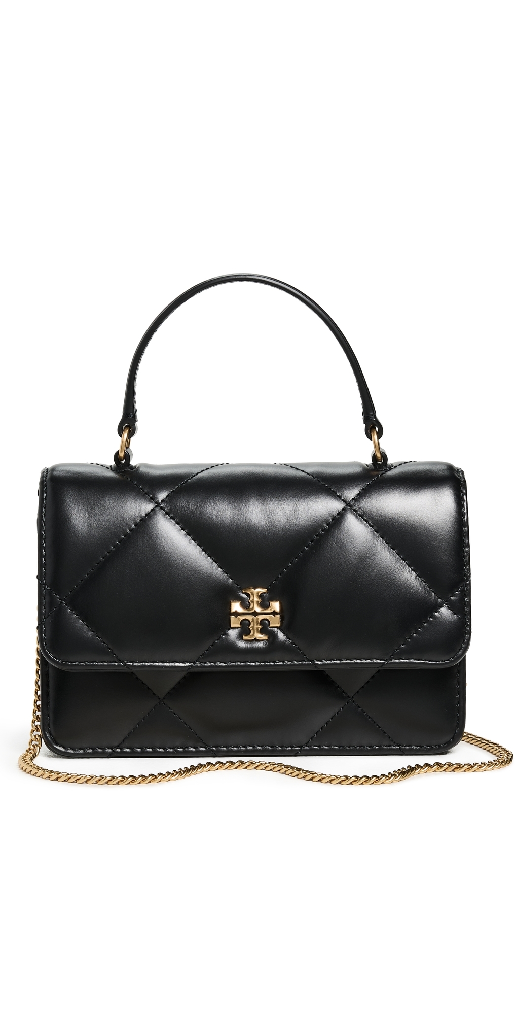 Tory Burch Kira Diamond Quilt Mini Top Handle Chain Crossbody Bag Black One