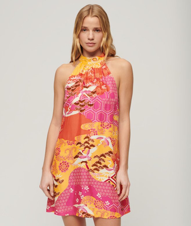 Superdry Women's Sleeveless Printed Mini Dress Yellow