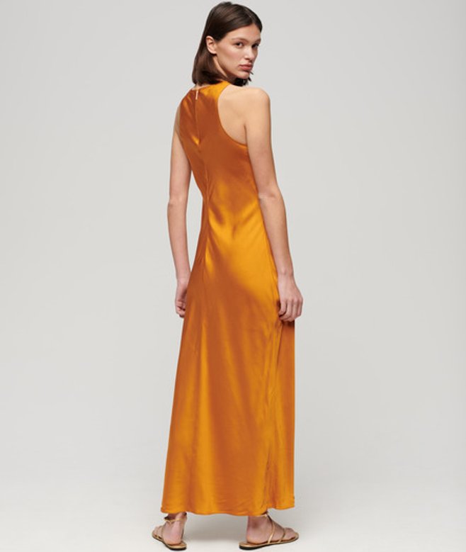 Superdry Women's Women's Satin Racer Midi Dress Yellow Heritage Ochre Yellow