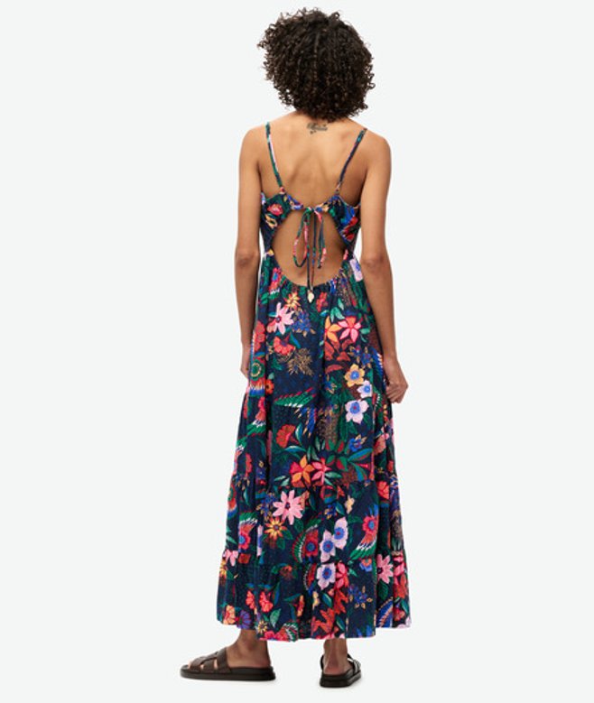 Superdry Women's Women's Smocked Cami Maxi Dress Navy Vera Floral Navy