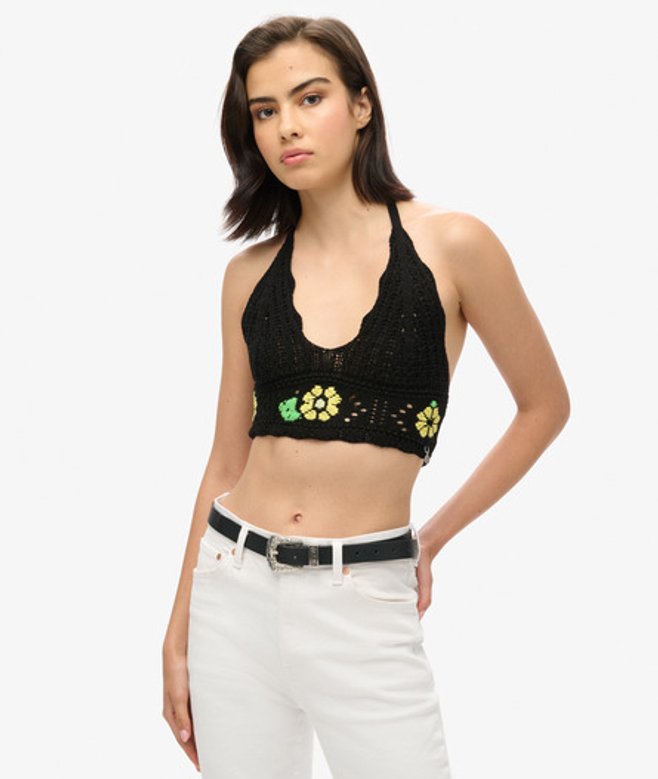 Superdry Women's Women's Crochet Flower Bralette Black