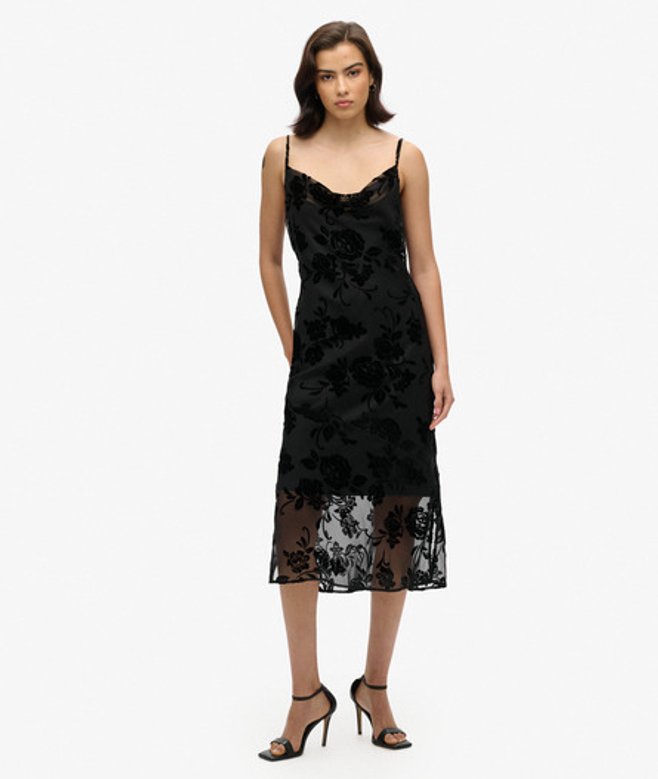 Superdry Women's Devore Cowl Neck Midi Slip Dress Black