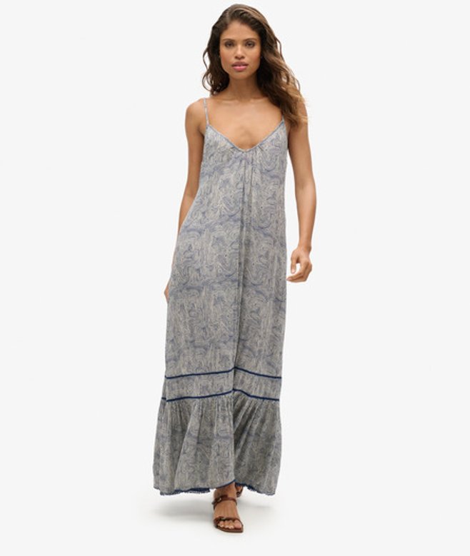Superdry Women's Women's Long Cami Dress Navy Maze Print Navy