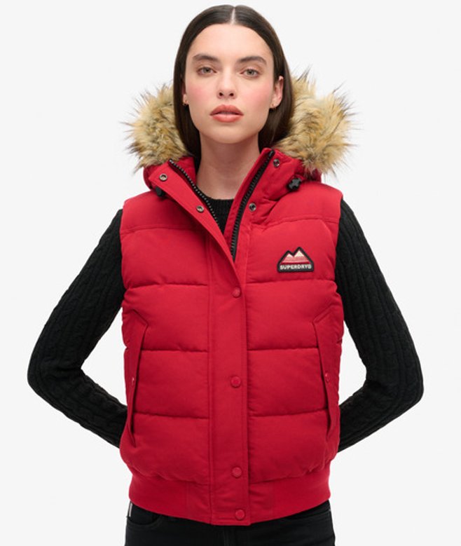Superdry Women's Everest Faux Fur Gilet Red