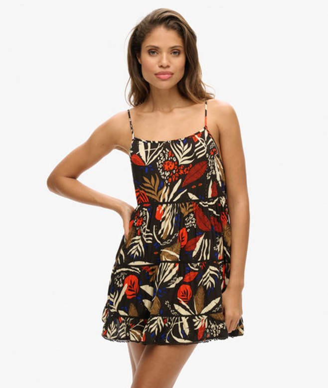 Superdry Women's Women's Mini Beach Cami Dress Brown I See You Print