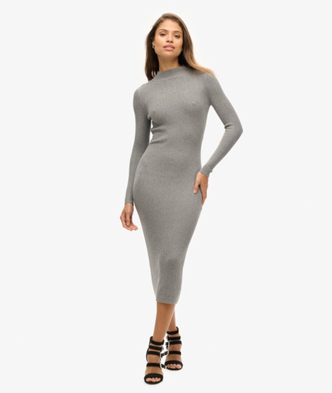 Superdry Women's Women's Backless Bodycon Midi Dress Grey Grey Marl