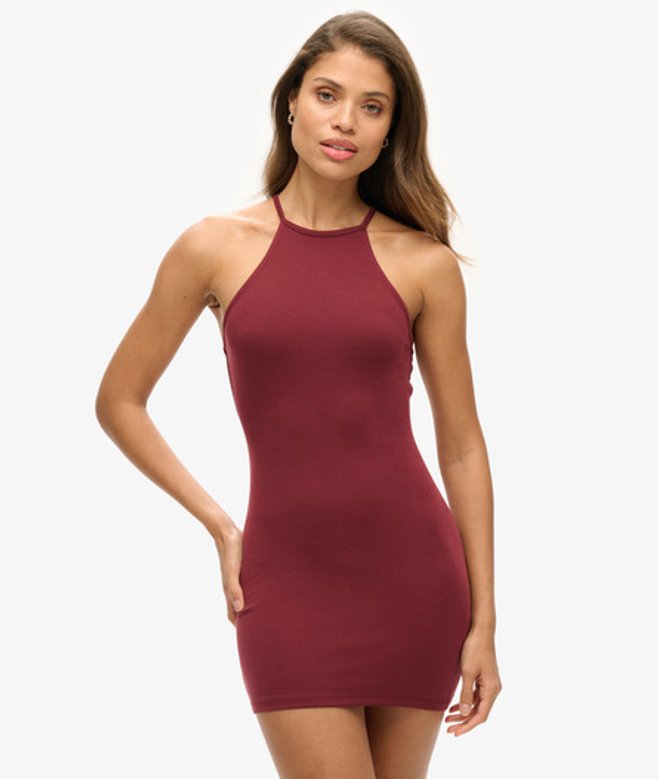 Superdry Women's Women's Strappy Back Racer Neck Mini Dress Purple Port Red