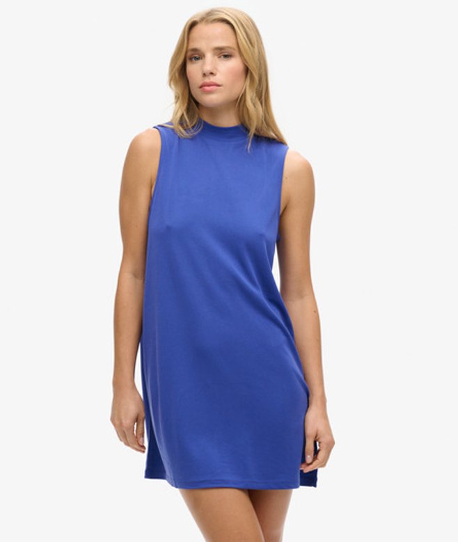 Superdry Women's Women's Classic Sleeveless A-line Mini Dress, Blue