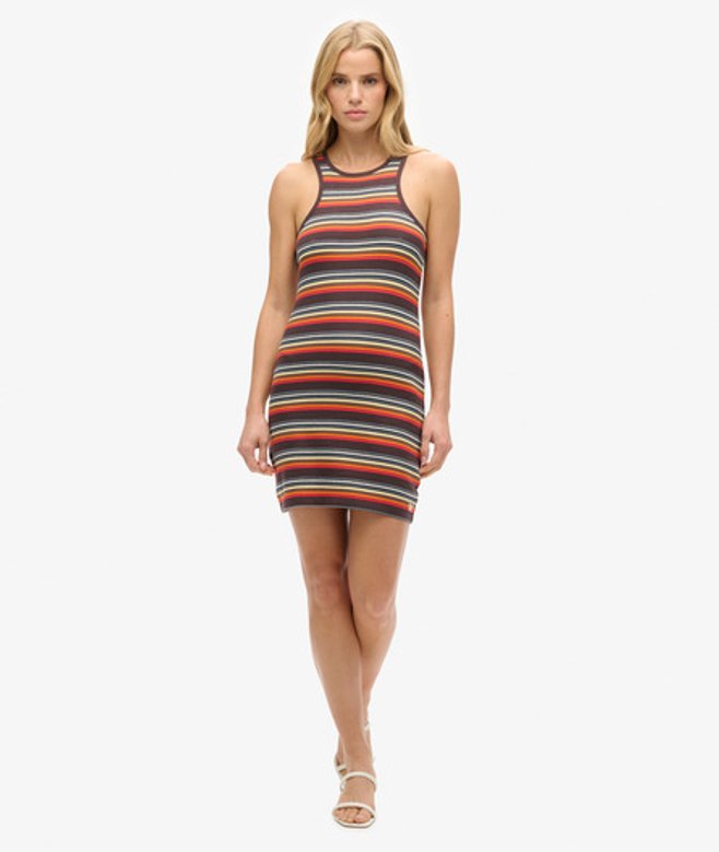 Superdry Women's Women's Vintage Stripe Racer Dress Multiple Colours Summer Yellow Stripe