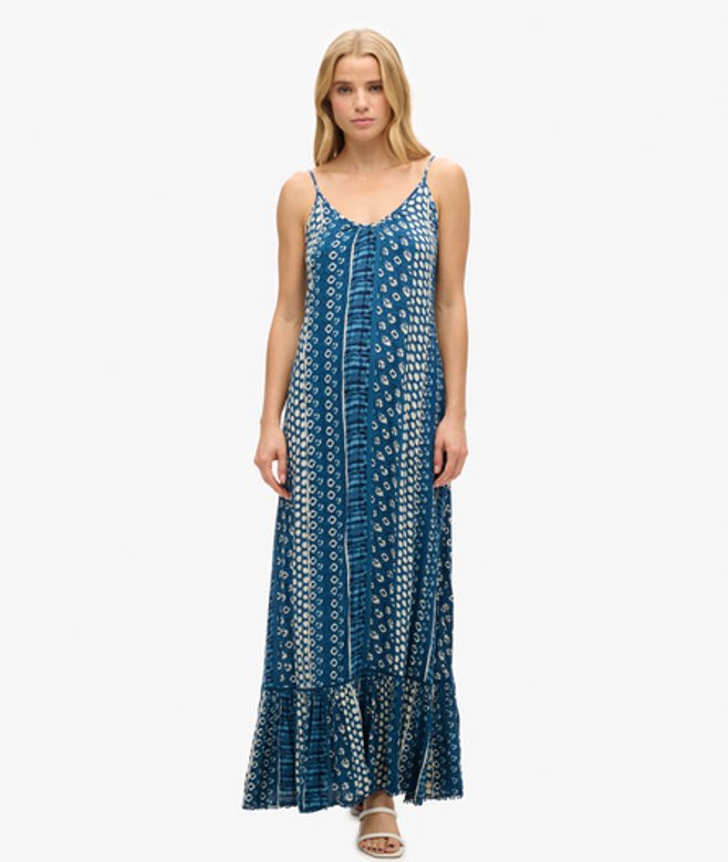 Superdry Women's Women's Maxi Beach Cami Dress Blue Shirbori Blue
