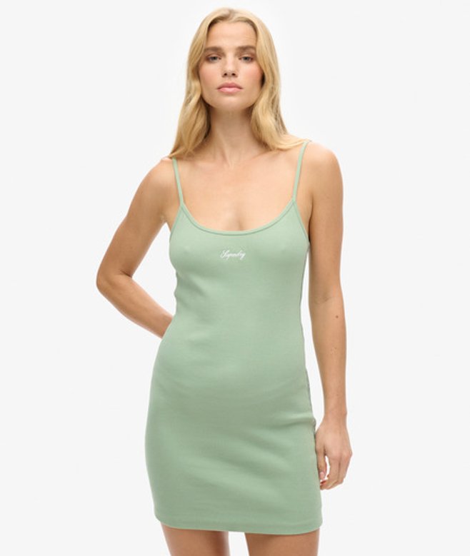 Superdry Women's Women's S Logo Strappy Dress Green Granite Green