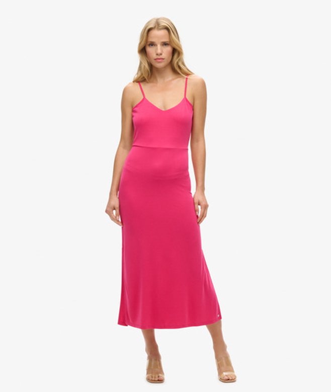 Superdry Women's Women's Jersey Open Back Dress Pink Highland Berry