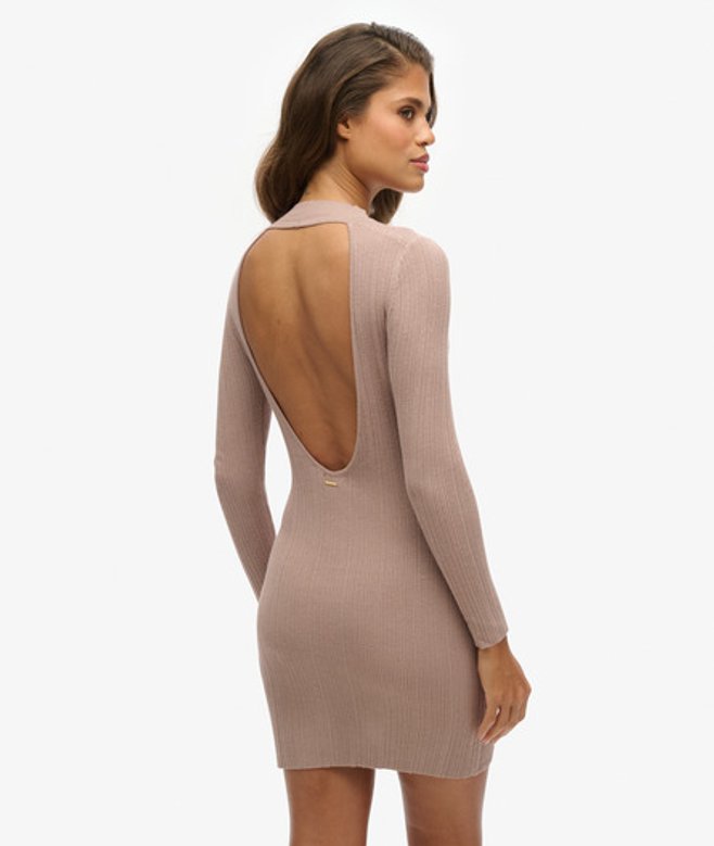 Superdry Women's Women's Backless Bodycon Mini Dress Brown Natural Brown