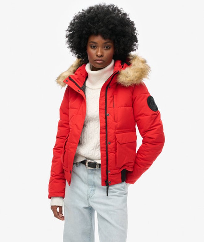 Superdry Women's Women's Everest Bomber Jacket Red High Risk Red